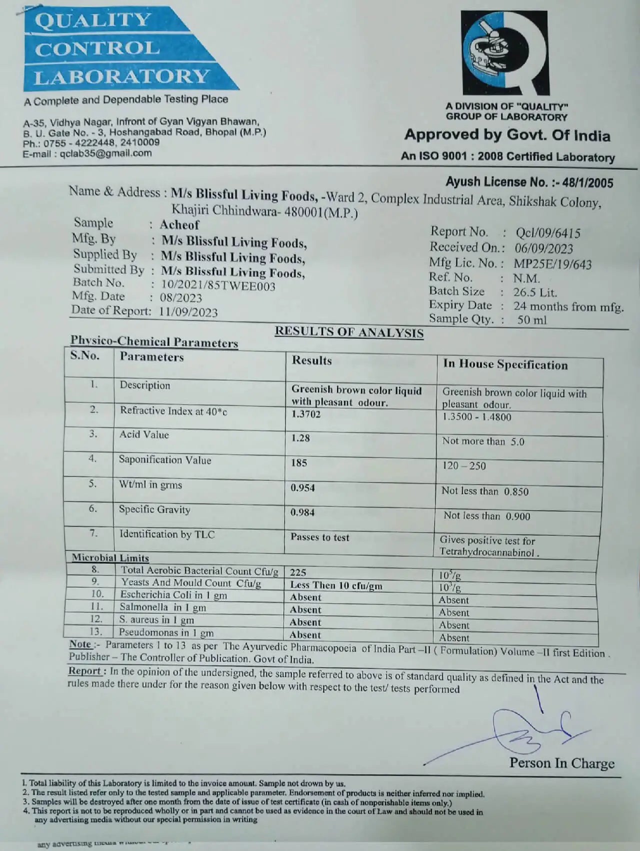 acheof lab report